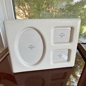 Vintage Tupperware Triple Photo Frame Wall or Tabletop Display Cream